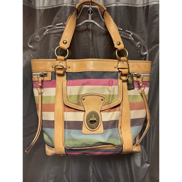 Coach Handbags - Vintage Y2K COACH Iconic Y2K Legacy Oxford Stripe Slim Pocket Tote 10760 RARE
